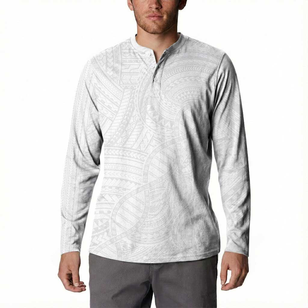 Samoan DNA Art Tattoo Button Sweatshirt Polynesian Pattern All White LT03 - Polynesian Pride