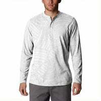 Samoan DNA Art Tattoo Button Sweatshirt Polynesian Pattern All White LT03 - Polynesian Pride