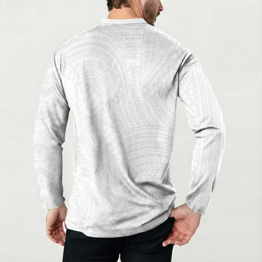 Samoan DNA Art Tattoo Button Sweatshirt Polynesian Pattern All White LT03 - Polynesian Pride