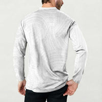Samoan DNA Art Tattoo Button Sweatshirt Polynesian Pattern All White LT03 - Polynesian Pride