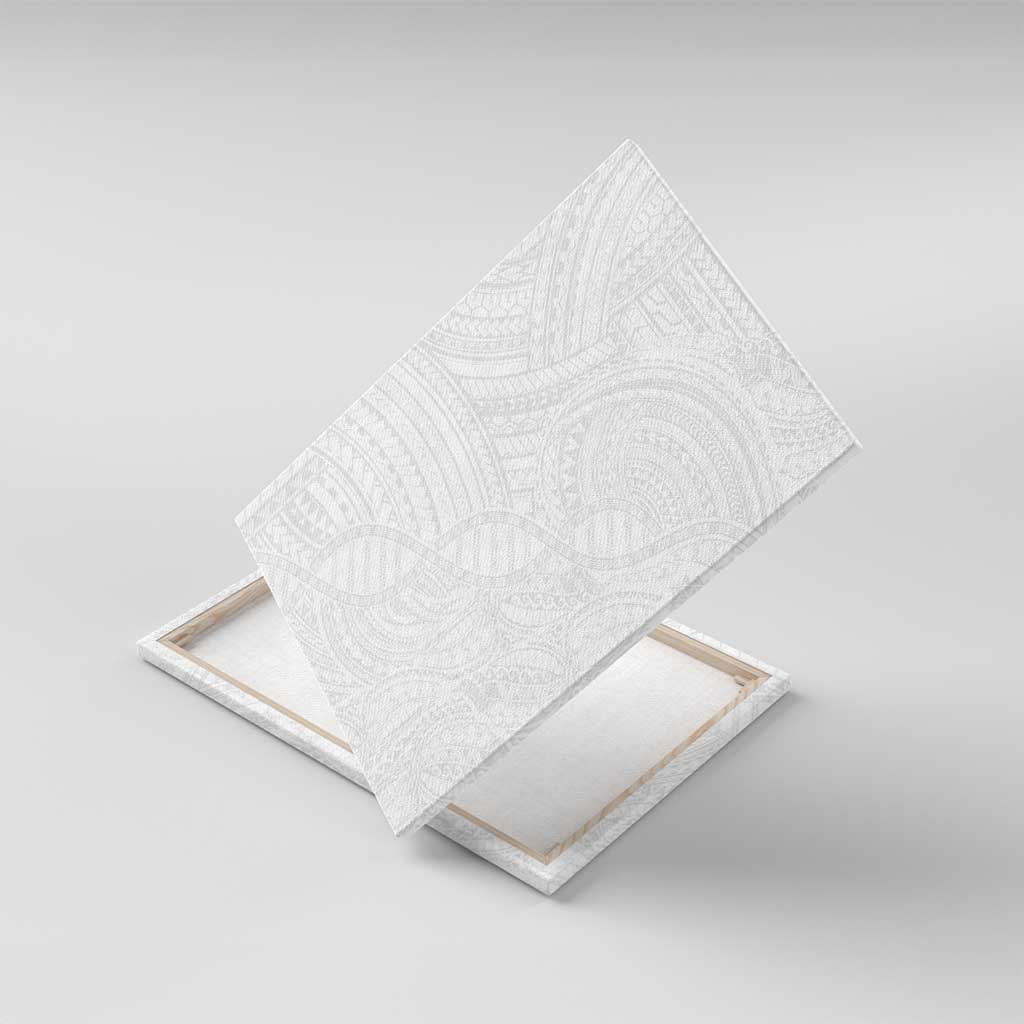 Samoan DNA Art Tattoo Canvas Wall Art Polynesian Pattern All White LT03 With Frame White - Polynesian Pride