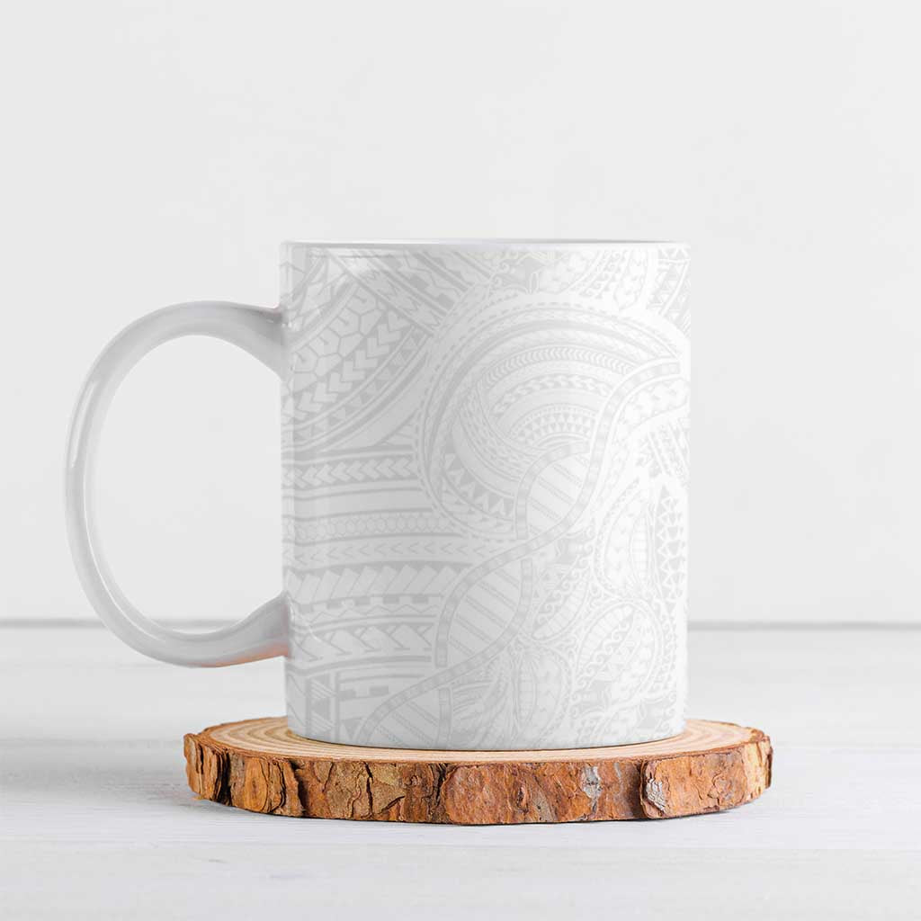 Samoan DNA Art Tattoo Ceramic Mug Polynesian Pattern All White LT03 White - Polynesian Pride