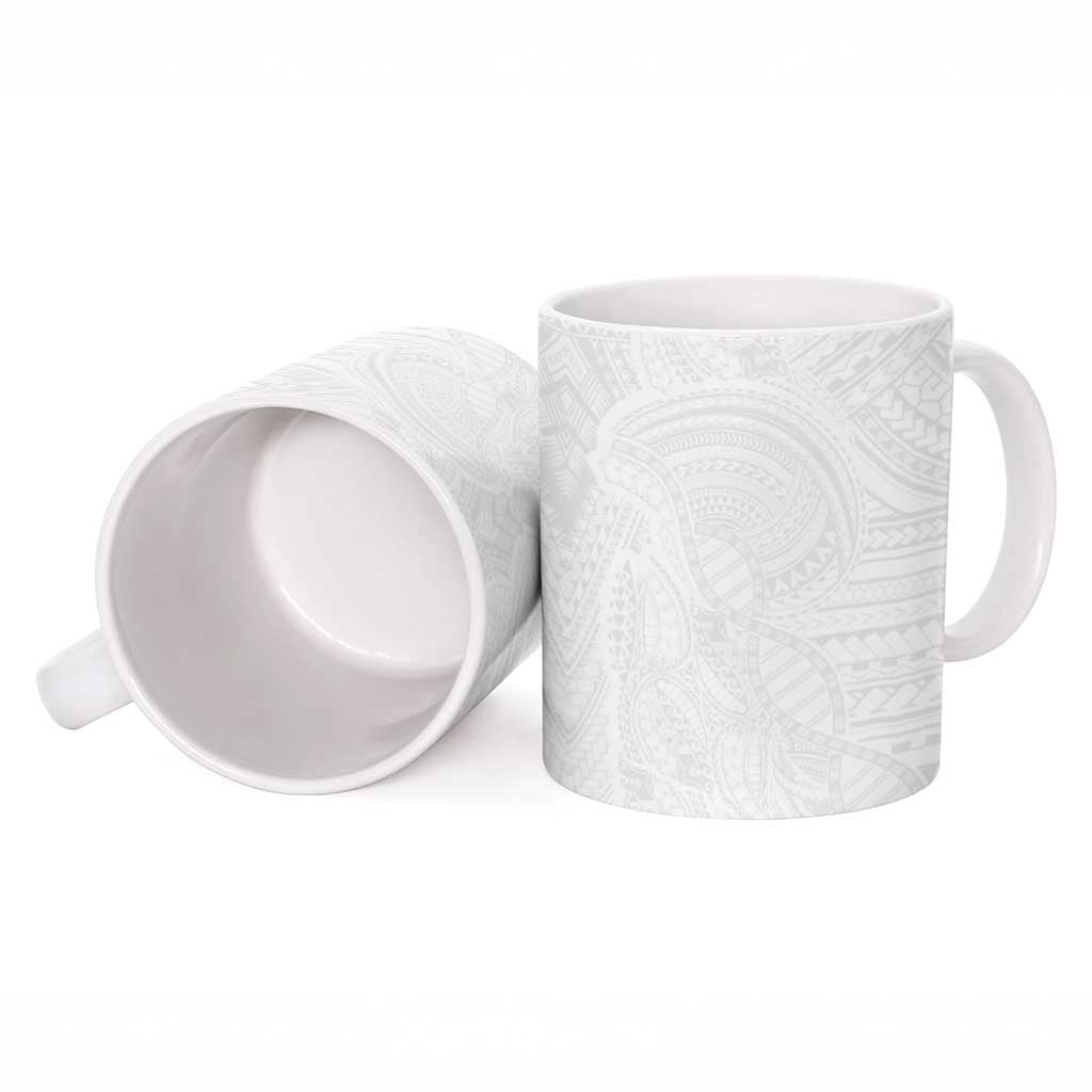 Samoan DNA Art Tattoo Ceramic Mug Polynesian Pattern All White LT03 - Polynesian Pride