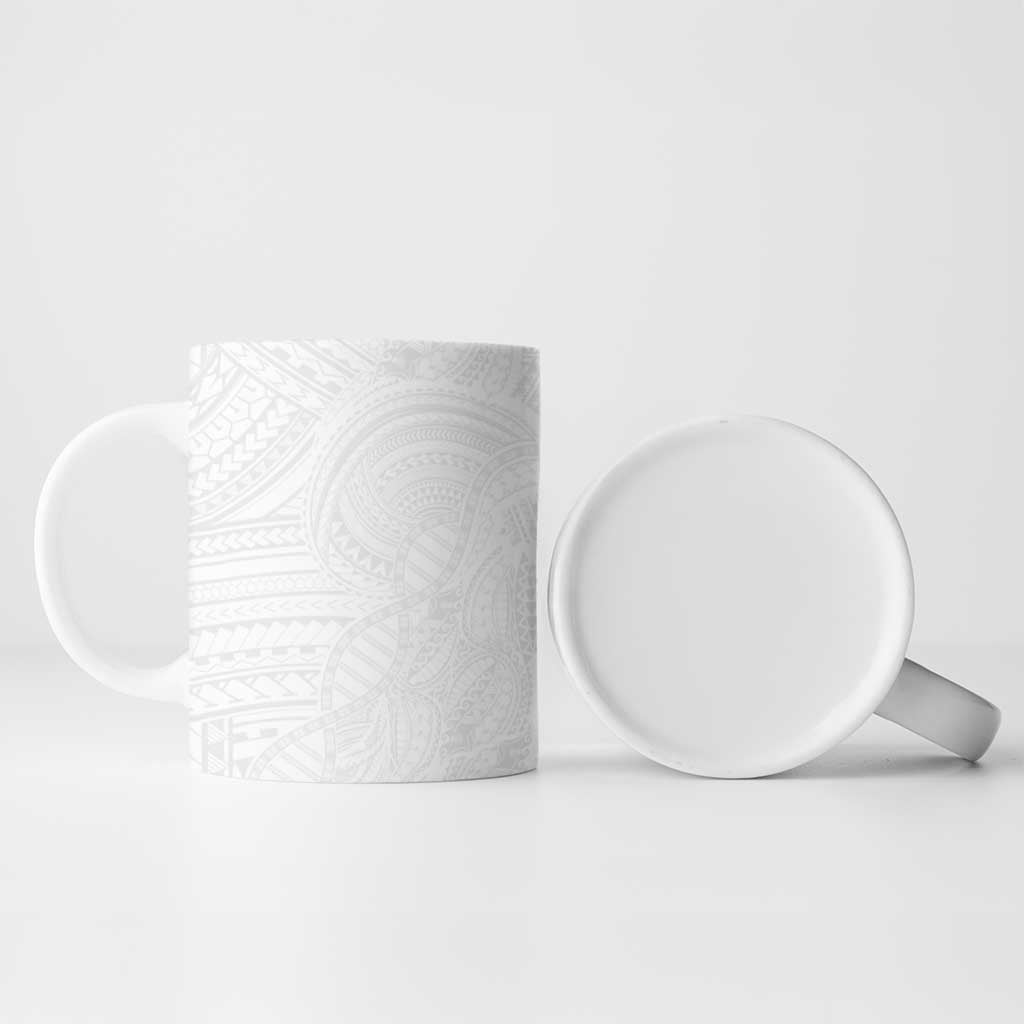 Samoan DNA Art Tattoo Ceramic Mug Polynesian Pattern All White LT03 - Polynesian Pride
