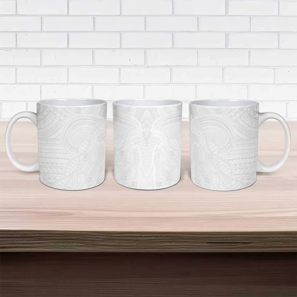 Samoan DNA Art Tattoo Ceramic Mug Polynesian Pattern All White LT03 - Polynesian Pride