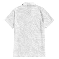 Samoan DNA Art Tattoo Family Matching Long Sleeve Bodycon Dress and Hawaiian Shirt Polynesian Pattern All White