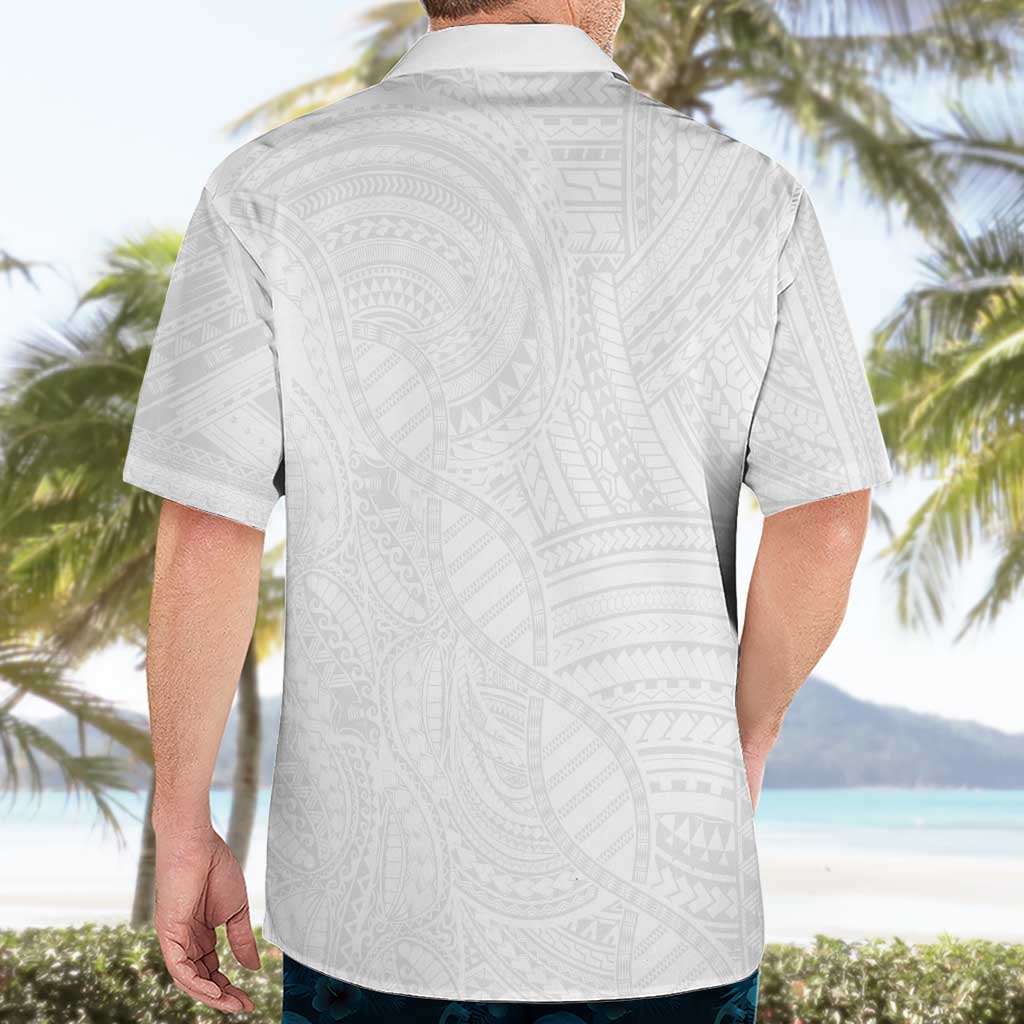Samoan DNA Art Tattoo Hawaiian Shirt Polynesian Pattern All White