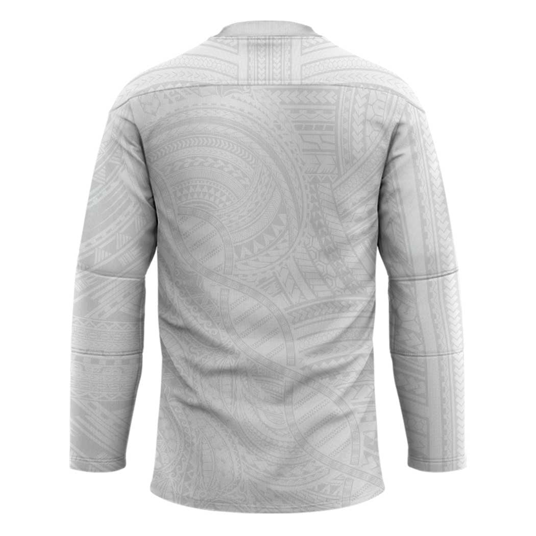 Samoan DNA Art Tattoo Hockey Jersey Polynesian Pattern All White LT03 - Polynesian Pride