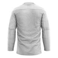 Samoan DNA Art Tattoo Hockey Jersey Polynesian Pattern All White LT03 - Polynesian Pride