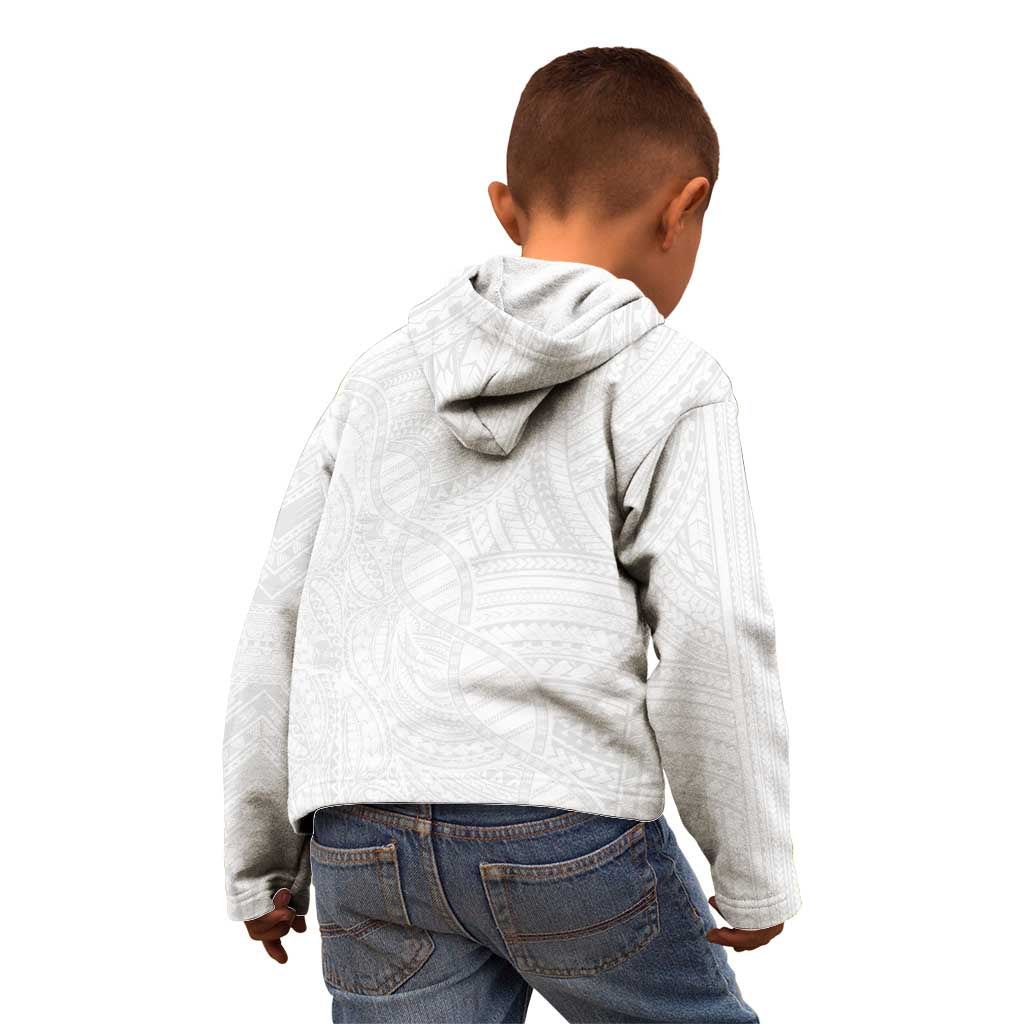 Samoan DNA Art Tattoo Kid Hoodie Polynesian Pattern All White LT03 - Polynesian Pride
