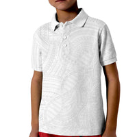Samoan DNA Art Tattoo Kid Polo Shirt Polynesian Pattern All White LT03 Kid White - Polynesian Pride