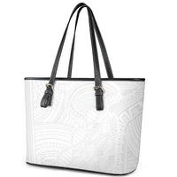 Samoan DNA Art Tattoo Leather Tote Bag Polynesian Pattern All White LT03 - Polynesian Pride