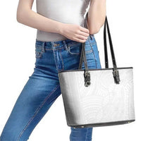 Samoan DNA Art Tattoo Leather Tote Bag Polynesian Pattern All White LT03 - Polynesian Pride