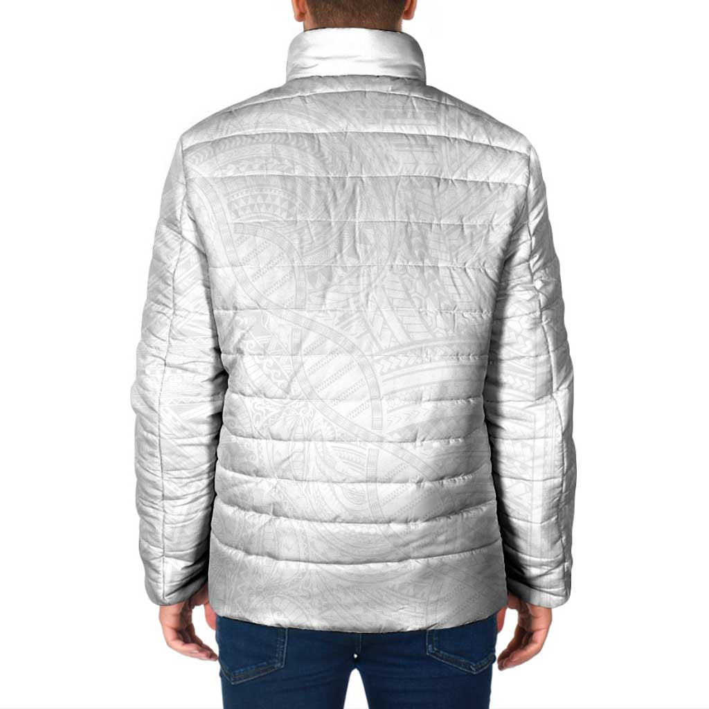 Samoan DNA Art Tattoo Padded Jacket Polynesian Pattern All White LT03 - Polynesian Pride