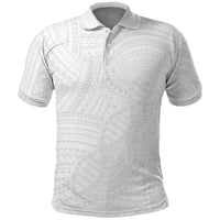 Samoan DNA Art Tattoo Polo Shirt Polynesian Pattern All White LT03 White - Polynesian Pride