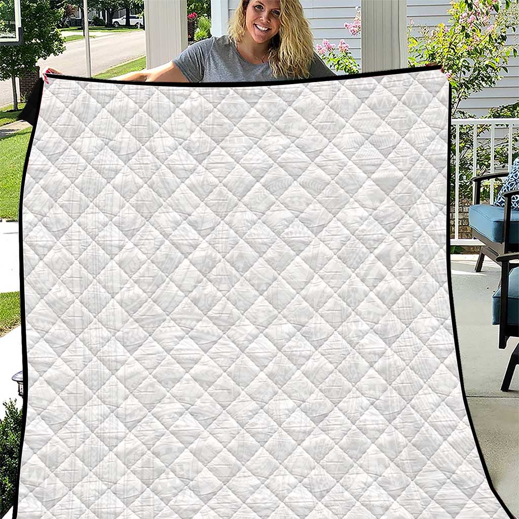 Samoan DNA Art Tattoo Quilt Polynesian Pattern All White LT03 White - Polynesian Pride