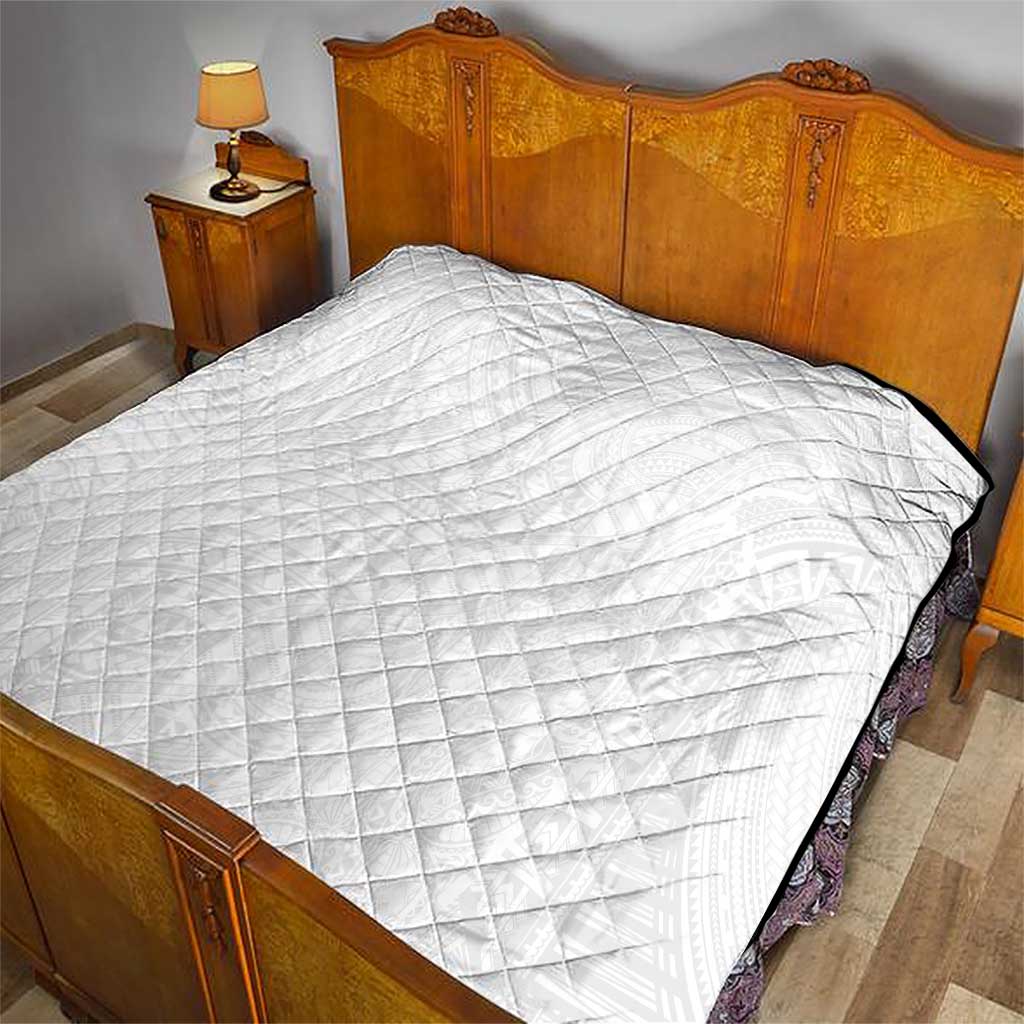 Samoan DNA Art Tattoo Quilt Polynesian Pattern All White LT03 - Polynesian Pride