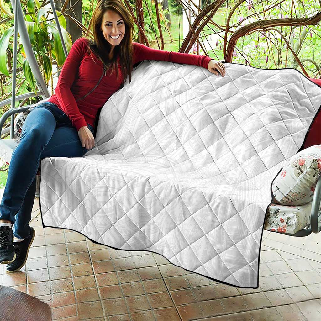 Samoan DNA Art Tattoo Quilt Polynesian Pattern All White LT03 - Polynesian Pride