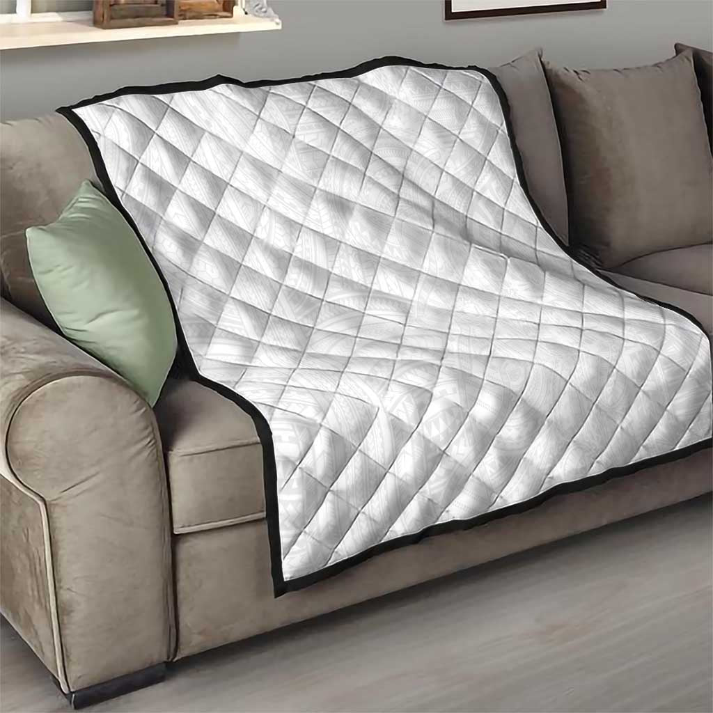 Samoan DNA Art Tattoo Quilt Polynesian Pattern All White LT03 - Polynesian Pride