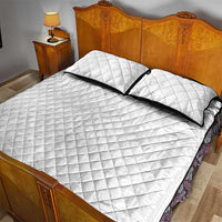 Samoan DNA Art Tattoo Quilt Bed Set Polynesian Pattern All White