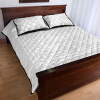 Samoan DNA Art Tattoo Quilt Bed Set Polynesian Pattern All White
