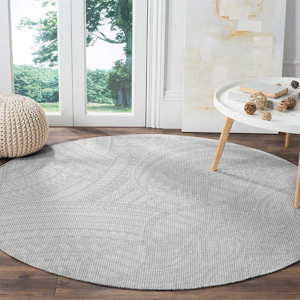 Samoan DNA Art Tattoo Round Carpet Polynesian Pattern All White
