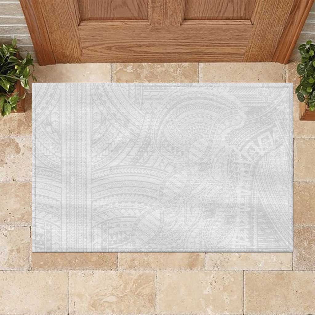 Samoan DNA Art Tattoo Rubber Doormat Polynesian Pattern All White LT03 White - Polynesian Pride
