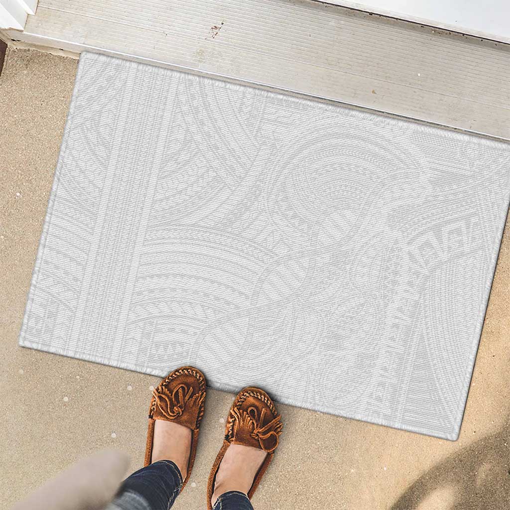 Samoan DNA Art Tattoo Rubber Doormat Polynesian Pattern All White LT03 - Polynesian Pride