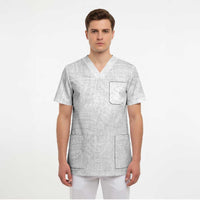 Samoan DNA Art Tattoo Scrub Top Polynesian Pattern All White LT03 - Polynesian Pride