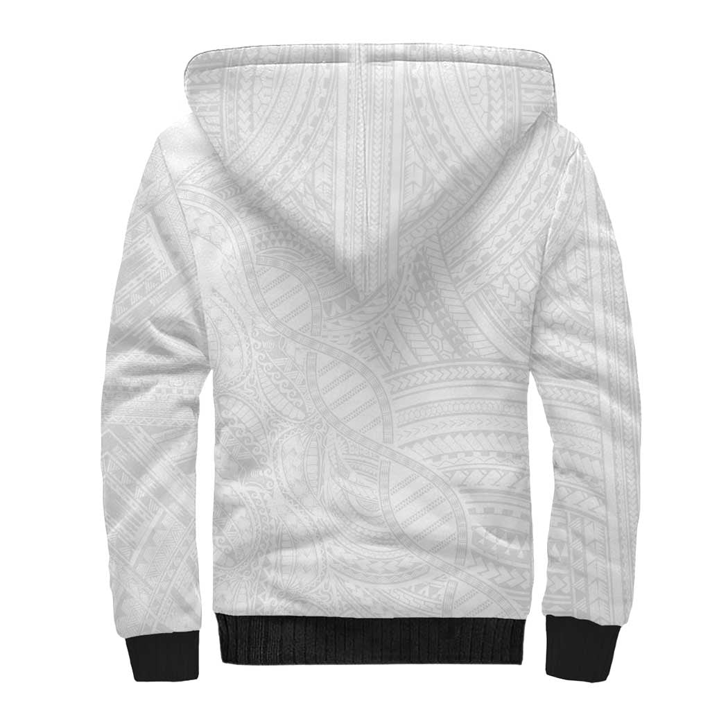 Samoan DNA Art Tattoo Sherpa Hoodie Polynesian Pattern All White LT03 - Polynesian Pride