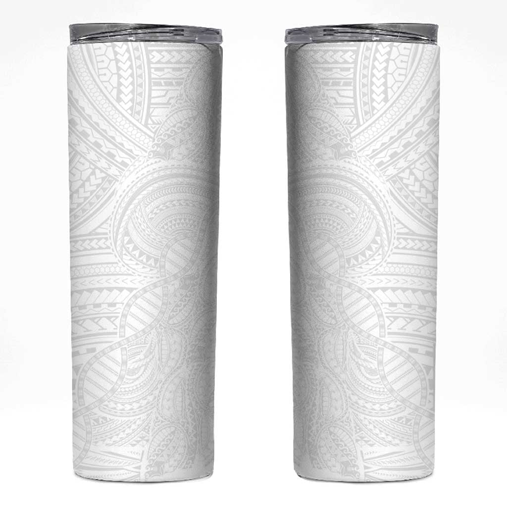 Samoan DNA Art Tattoo Skinny Tumbler Polynesian Pattern All White