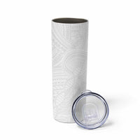 Samoan DNA Art Tattoo Skinny Tumbler Polynesian Pattern All White