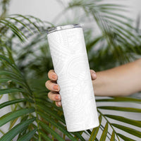 Samoan DNA Art Tattoo Skinny Tumbler Polynesian Pattern All White