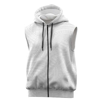 Samoan DNA Art Tattoo Sleeveless Zip Hoodie Polynesian Pattern All White