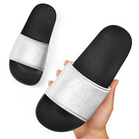 Samoan DNA Art Tattoo Slide Sandals Polynesian Pattern All White