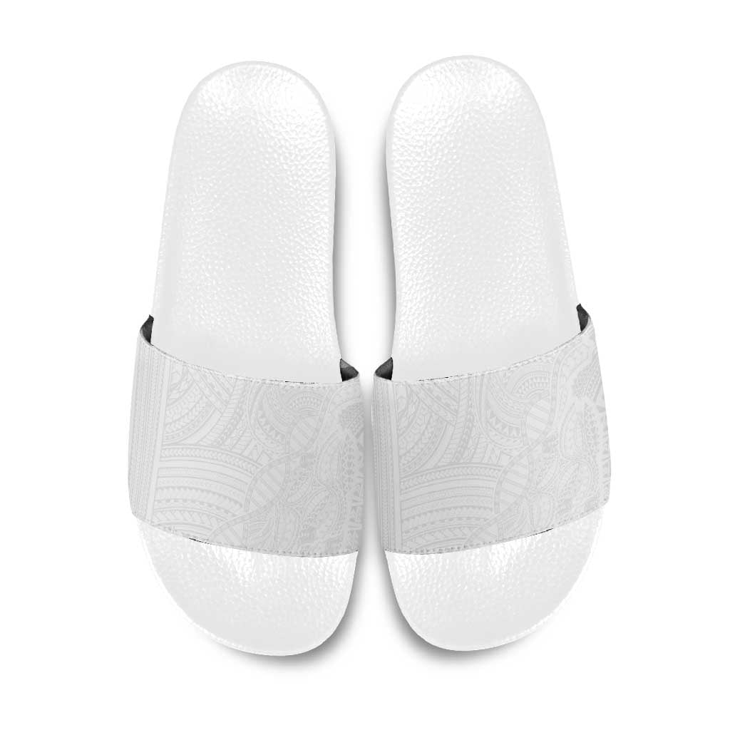 Samoan DNA Art Tattoo Slide Sandals Polynesian Pattern All White