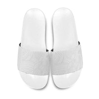 Samoan DNA Art Tattoo Slide Sandals Polynesian Pattern All White