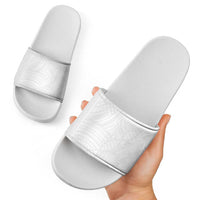 Samoan DNA Art Tattoo Slide Sandals Polynesian Pattern All White