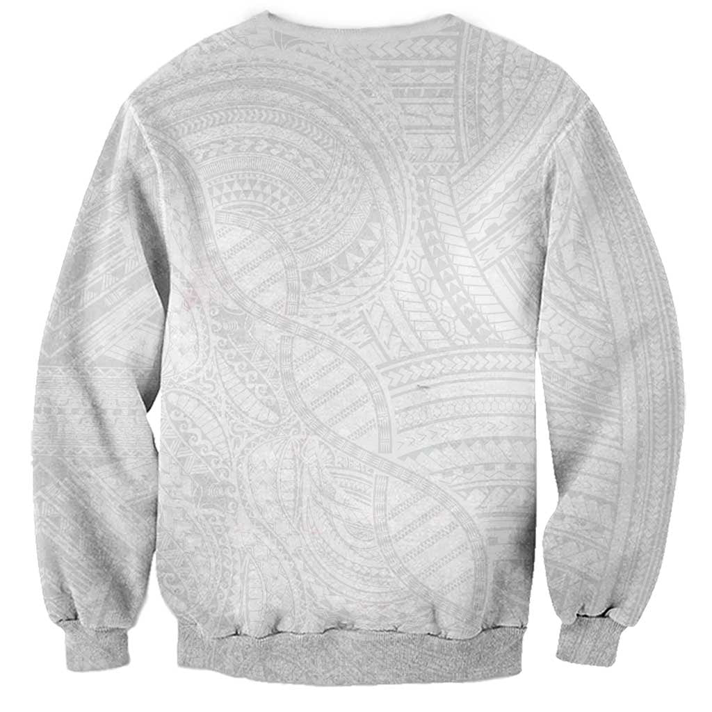 Samoan DNA Art Tattoo Sweatshirt Polynesian Pattern All White LT03 - Polynesian Pride