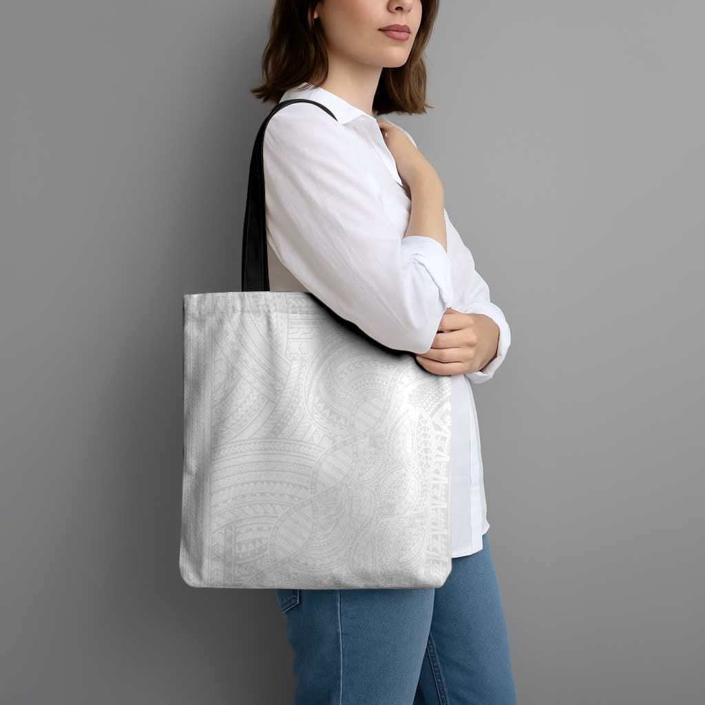 Samoan DNA Art Tattoo Tote Bag Polynesian Pattern All White LT03 - Polynesian Pride