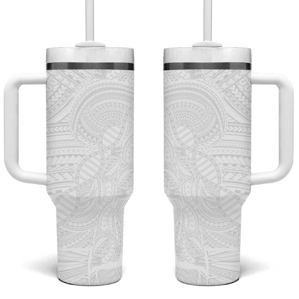 Samoan DNA Art Tattoo Tumbler With Handle Polynesian Pattern All White LT03 One Size: 40 oz White - Polynesian Pride