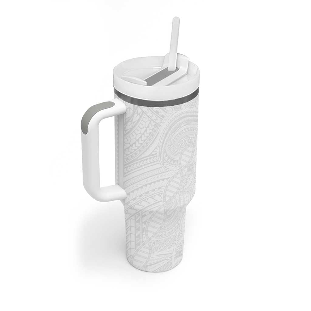 Samoan DNA Art Tattoo Tumbler With Handle Polynesian Pattern All White LT03 - Polynesian Pride