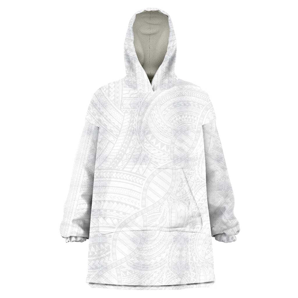 Samoan DNA Art Tattoo Wearable Blanket Hoodie Polynesian Pattern All White LT03 One Size White - Polynesian Pride