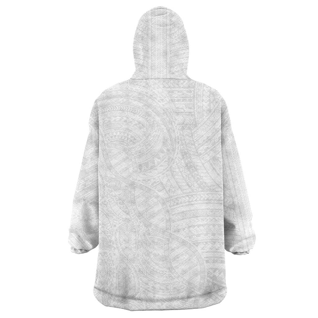 Samoan DNA Art Tattoo Wearable Blanket Hoodie Polynesian Pattern All White LT03 - Polynesian Pride
