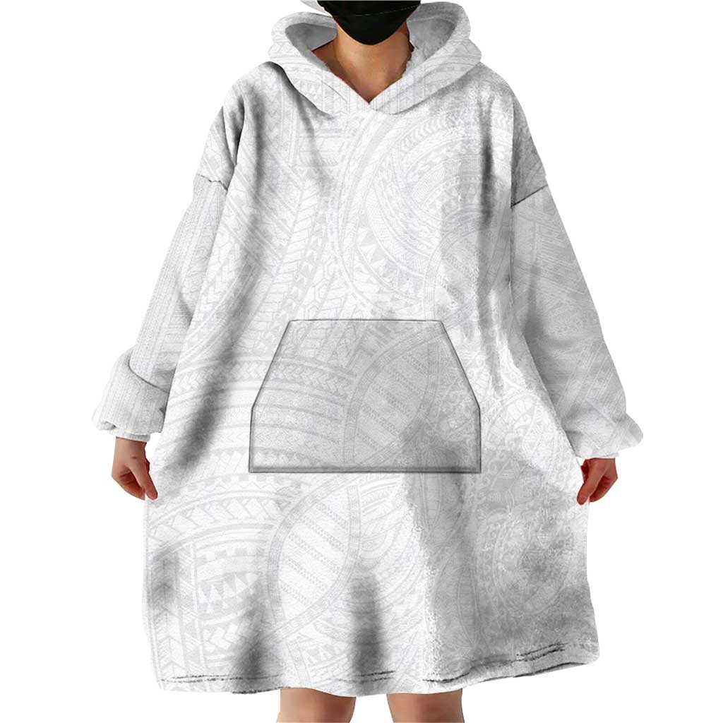 Samoan DNA Art Tattoo Wearable Blanket Hoodie Polynesian Pattern All White LT03 - Polynesian Pride