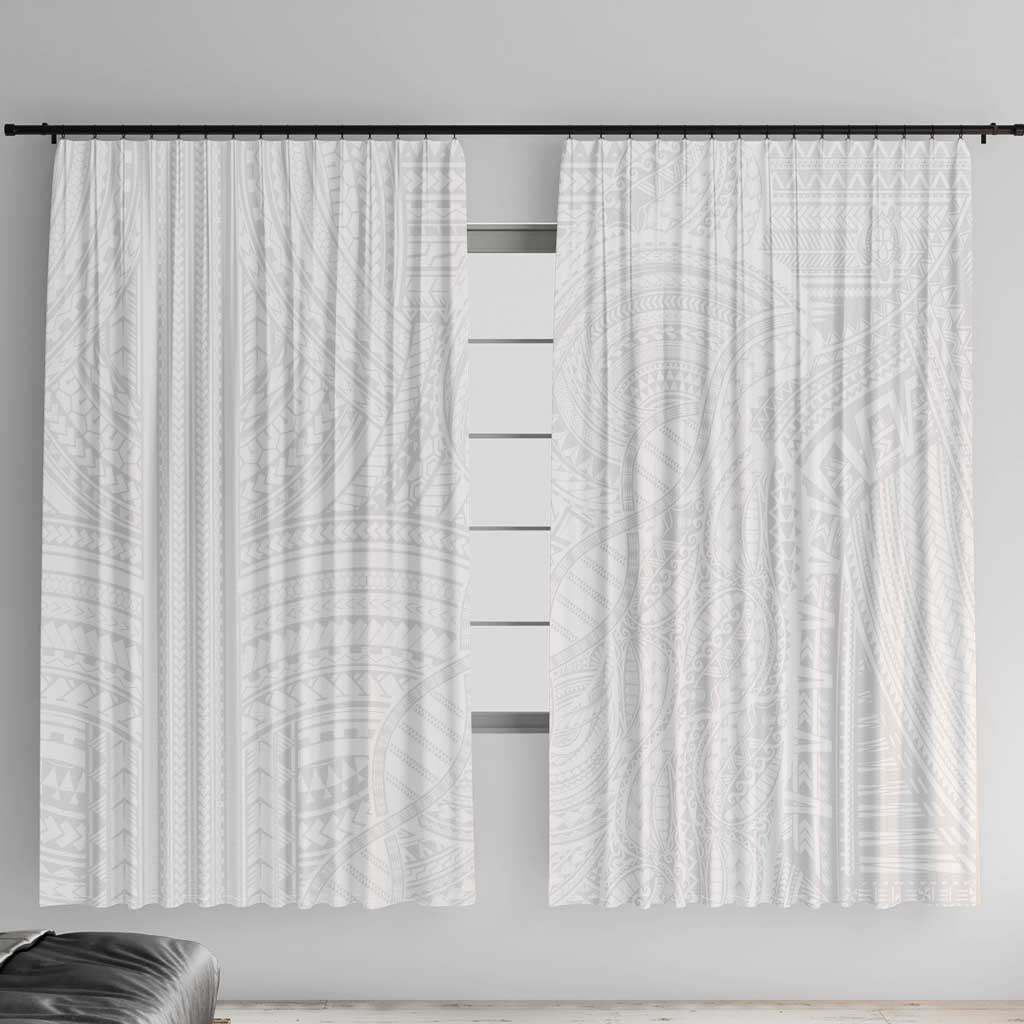 Samoan DNA Art Tattoo Window Curtain Polynesian Pattern All White LT03 With Hooks White - Polynesian Pride
