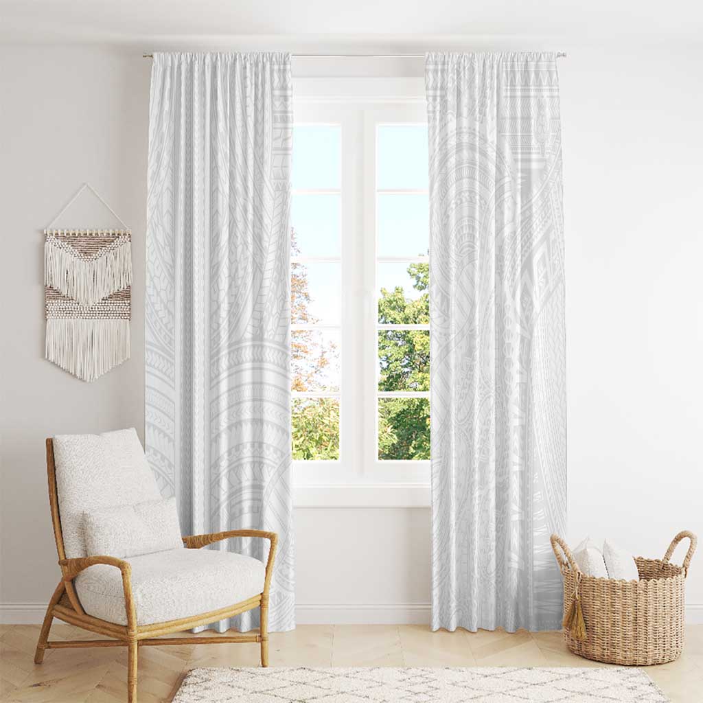 Samoan DNA Art Tattoo Window Curtain Polynesian Pattern All White LT03 - Polynesian Pride