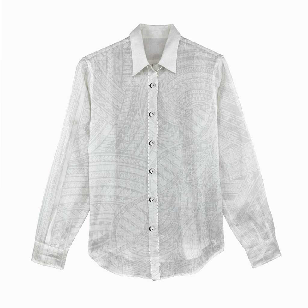Samoan DNA Art Tattoo Women Casual Shirt Polynesian Pattern All White LT03 - Polynesian Pride
