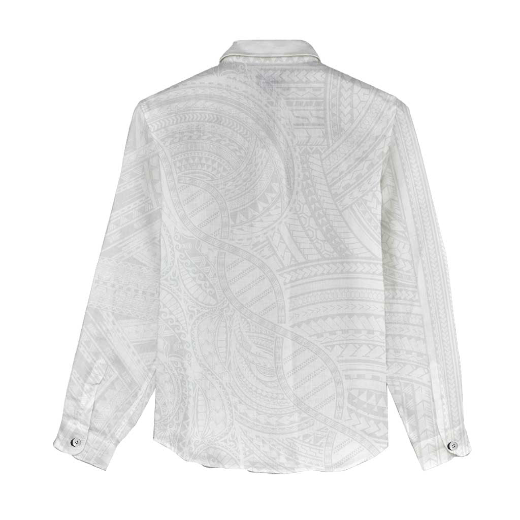 Samoan DNA Art Tattoo Women Casual Shirt Polynesian Pattern All White LT03 - Polynesian Pride
