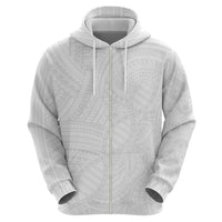 Samoan DNA Art Tattoo Zip Hoodie Polynesian Pattern All White LT03 - Polynesian Pride